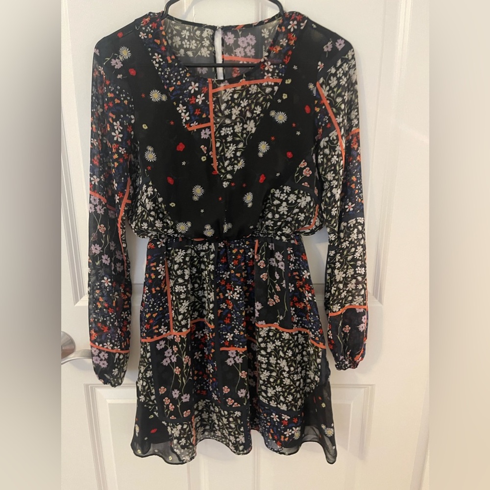 bcbg generation floral chiffon dress